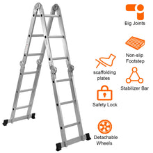 Load image into Gallery viewer, Gymax 12.5Ft Multi Purpose Folding EN131 Aluminum Scaffold Ladder Step