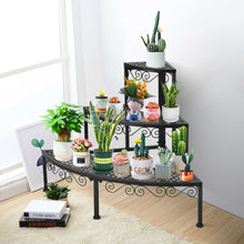Load image into Gallery viewer, Gymax 3 Tier Corner Metal Flower Pot Pots Rack Plant Shelf Display Stair Step Ladder