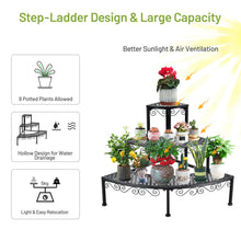 Load image into Gallery viewer, Gymax 3 Tier Corner Metal Flower Pot Pots Rack Plant Shelf Display Stair Step Ladder