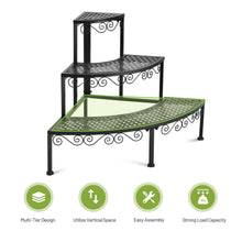 Load image into Gallery viewer, Gymax 3 Tier Corner Metal Flower Pot Pots Rack Plant Shelf Display Stair Step Ladder