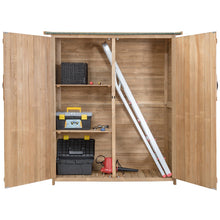 Load image into Gallery viewer, Gymax Garden Outdoor Wooden Storage Shed Cabinet Double Doors Fir Wood Lockers