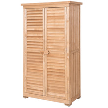 Load image into Gallery viewer, Gymax Outdoor 63'' Tall Wooden Garden Storage Shed Fir Wood Shutter Design Lockers