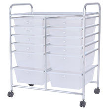 Load image into Gallery viewer, Gymax Semitransparent Office Rolling Cart 12 Storage Drawer Studio Organizer Bins Scrapbook Paper