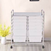Load image into Gallery viewer, Gymax Semitransparent Office Rolling Cart 12 Storage Drawer Studio Organizer Bins Scrapbook Paper