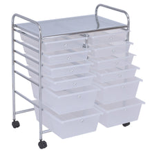 Load image into Gallery viewer, Gymax Semitransparent Office Rolling Cart 12 Storage Drawer Studio Organizer Bins Scrapbook Paper