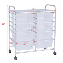Load image into Gallery viewer, Gymax Semitransparent Office Rolling Cart 12 Storage Drawer Studio Organizer Bins Scrapbook Paper