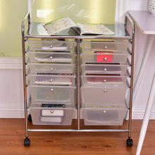 Load image into Gallery viewer, Gymax Semitransparent Office Rolling Cart 12 Storage Drawer Studio Organizer Bins Scrapbook Paper