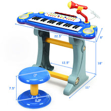 Load image into Gallery viewer, Gymax 37 Key Electronic Keyboard Kids Toy Piano MP3 Input w/ Microphone & Stool Blue
