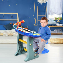 Load image into Gallery viewer, Gymax 37 Key Electronic Keyboard Kids Toy Piano MP3 Input w/ Microphone & Stool Blue
