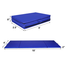 Load image into Gallery viewer, Gymax Blue 4'x10'x2'' Folding Exercise Gym Mats Stretching Yoga Gymnastics Mat