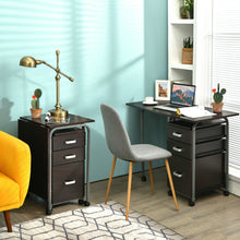 Load image into Gallery viewer, Gymax Folding Computer Laptop Desk Wheeled Home Office Furniture w/3 Drawers Brown