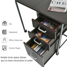 Load image into Gallery viewer, Gymax Folding Computer Laptop Desk Wheeled Home Office Furniture w/3 Drawers Brown