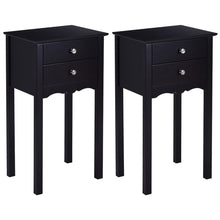 Load image into Gallery viewer, Gymax 2 PCS Side Table End Accent Table Night Stand W/ 2 Drawers Black