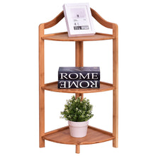 Load image into Gallery viewer, Gymax 3 Tier Bamboo Free Standing Corner Rack Tower Organizer Shelving Shelf Storage