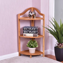 Load image into Gallery viewer, Gymax 3 Tier Bamboo Free Standing Corner Rack Tower Organizer Shelving Shelf Storage
