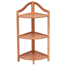 Load image into Gallery viewer, Gymax 3 Tier Bamboo Free Standing Corner Rack Tower Organizer Shelving Shelf Storage
