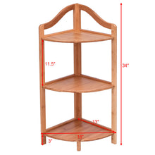 Load image into Gallery viewer, Gymax 3 Tier Bamboo Free Standing Corner Rack Tower Organizer Shelving Shelf Storage
