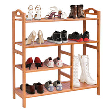 Load image into Gallery viewer, Gymax 4 Tier Multifunction Bamboo Shoe Rack Boot Tower Shelf Storage Organizer Stand