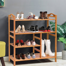 Load image into Gallery viewer, Gymax 4 Tier Multifunction Bamboo Shoe Rack Boot Tower Shelf Storage Organizer Stand