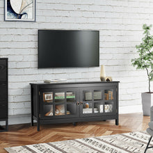 Load image into Gallery viewer, Gymax 50'' TV Stand Modern Wood Storage Console Entertainment Center w/ 2 Doors Black