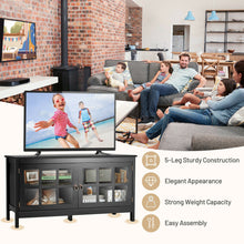 Load image into Gallery viewer, Gymax 50'' TV Stand Modern Wood Storage Console Entertainment Center w/ 2 Doors Black