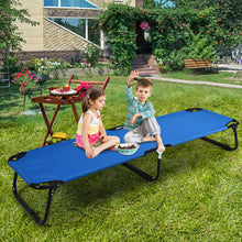 Load image into Gallery viewer, Gymax Blue Folding Camping Bed Outdoor Military Cot Sleeping