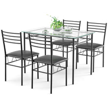 Load image into Gallery viewer, Gymax 5 PC Dining Set Glass Top Table and 4 Chairs Kitchen Room Furniture