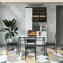 Load image into Gallery viewer, Gymax 5 PC Dining Set Glass Top Table and 4 Chairs Kitchen Room Furniture