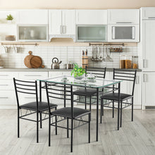 Load image into Gallery viewer, Gymax 5 PC Dining Set Glass Top Table and 4 Chairs Kitchen Room Furniture