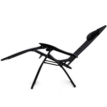 Load image into Gallery viewer, Gymax 3PC Zero Gravity Reclining Lounge Chairs Table Pillows Folding Portable Black