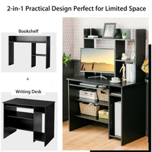 Load image into Gallery viewer, Gymax Computer Desk PC Laptop Study Table Bookcase Workstation Shelves&Keyboard Tray