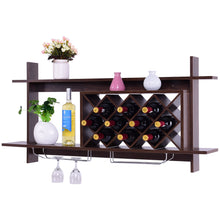 Load image into Gallery viewer, Gymax Wall Mount Wine Rack Organizer With Glass Holder & Storage Shelf Home Decor