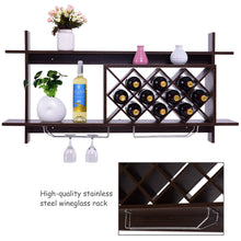 Load image into Gallery viewer, Gymax Wall Mount Wine Rack Organizer With Glass Holder & Storage Shelf Home Decor