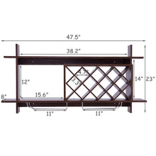Load image into Gallery viewer, Gymax Wall Mount Wine Rack Organizer With Glass Holder & Storage Shelf Home Decor