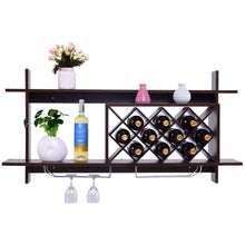 Load image into Gallery viewer, Gymax Wall Mount Wine Rack Organizer With Glass Holder & Storage Shelf Home Decor