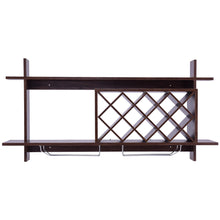 Load image into Gallery viewer, Gymax Wall Mount Wine Rack Organizer With Glass Holder & Storage Shelf Home Decor