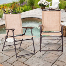 Load image into Gallery viewer, Gymax Set of 2 Folding Patio Furniture Sling Back Chairs Outdoors