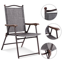 Load image into Gallery viewer, Gymax Set of 2 Folding Patio Furniture Sling Back Chairs Outdoors Gray