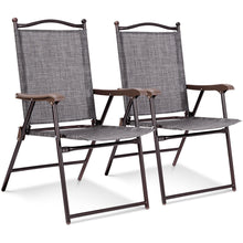 Load image into Gallery viewer, Gymax Set of 2 Folding Patio Furniture Sling Back Chairs Outdoors Gray