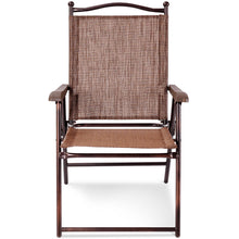 Load image into Gallery viewer, Gymax Set of 2 Folding Patio Furniture Sling Back Chairs Outdoors brown