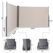 Load image into Gallery viewer, Gymax 237'' x 71'' H Patio Retractable Double Folding Side Awning Screen Divider Beige