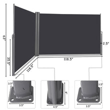 Load image into Gallery viewer, Gymax 237''x 63'' H Patio Retractable Double Folding Side Awning Screen Divider