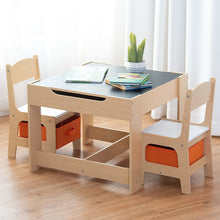 Load image into Gallery viewer, Gymax Children Kids Table Chairs Set With Storage Boxes Blackboard Whiteboard Drawing