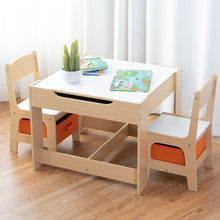 Load image into Gallery viewer, Gymax Children Kids Table Chairs Set With Storage Boxes Blackboard Whiteboard Drawing