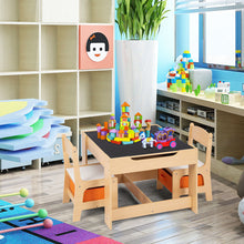 Load image into Gallery viewer, Gymax Children Kids Table Chairs Set With Storage Boxes Blackboard Whiteboard Drawing