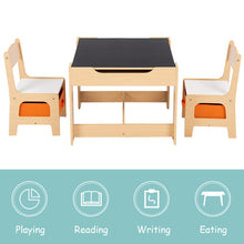 Load image into Gallery viewer, Gymax Children Kids Table Chairs Set With Storage Boxes Blackboard Whiteboard Drawing