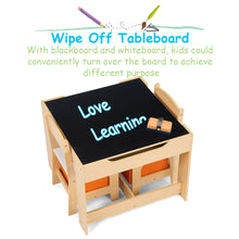 Load image into Gallery viewer, Gymax Children Kids Table Chairs Set With Storage Boxes Blackboard Whiteboard Drawing