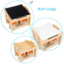 Load image into Gallery viewer, Gymax Children Kids Table Chairs Set With Storage Boxes Blackboard Whiteboard Drawing