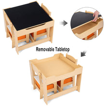 Load image into Gallery viewer, Gymax Children Kids Table Chairs Set With Storage Boxes Blackboard Whiteboard Drawing