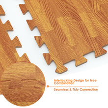 Load image into Gallery viewer, Gymax 12 Pieces EVA Foam Floor Interlocking Tile Mat w/ Natural Wood Grain